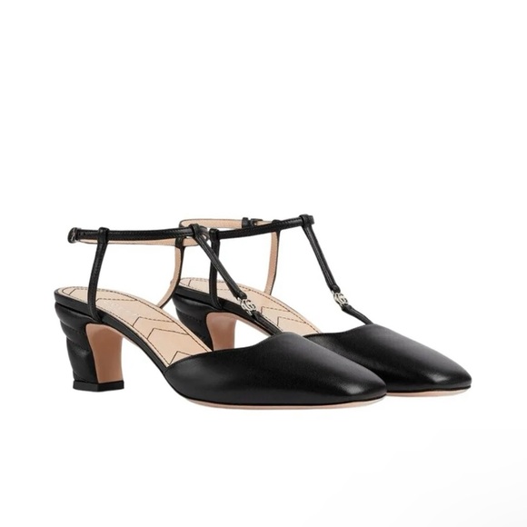 Gucci Double G T-Bar Leather Pumps - Picture 1 of 13